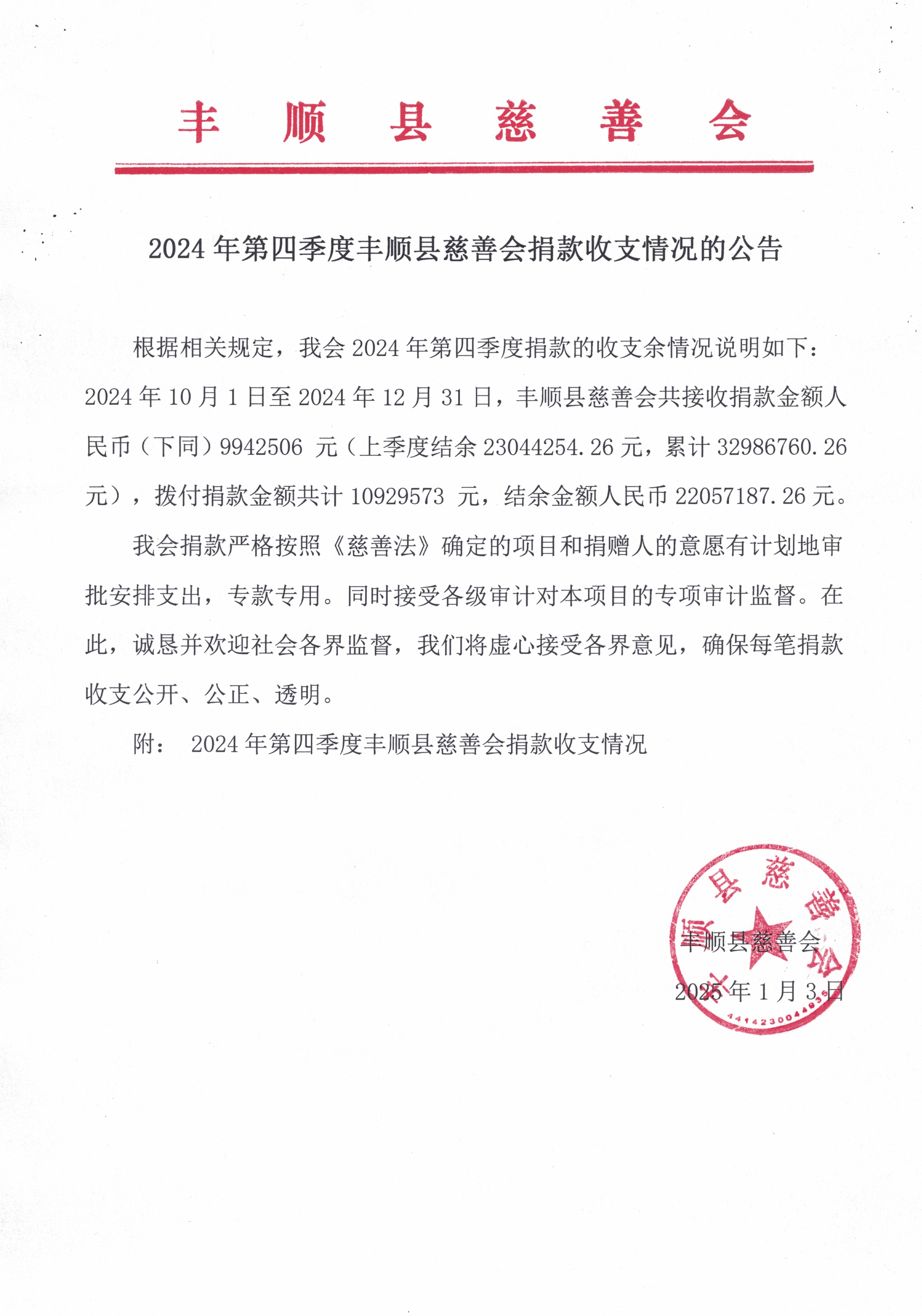 2024年第四季度丰顺县慈善会捐款收支情况的公告20250103.jpg